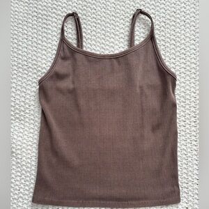 NWOT Light Brown Ribbed Tank Top with Adjustable Straps
